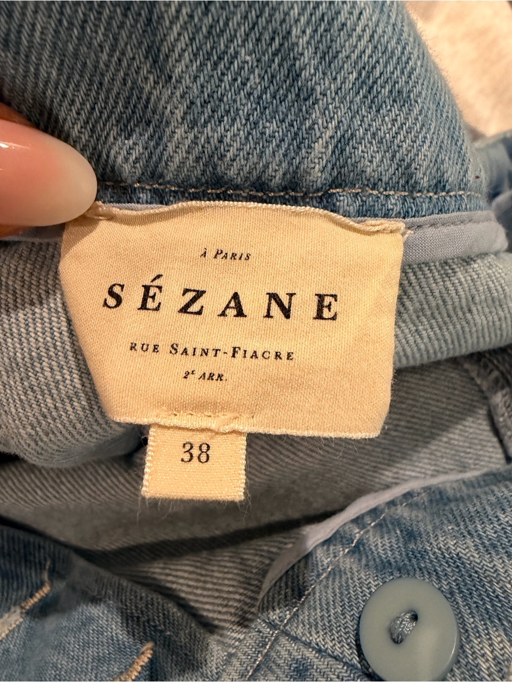 Sezane Light Blue High-Waist Wide-Leg Jeans with Gold Buttons - Picture 6 of 6